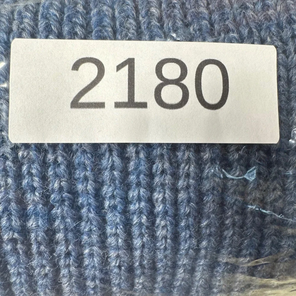 L.L. Bean High Trek Yarn Sweater L Blue NEW Henley Wool Blend Waffle Knit (2180)
